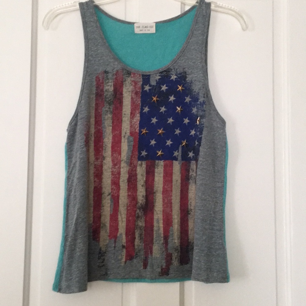 Sleeveless Studded American Flag Knit Top